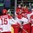 HELSINKI, FINLAND - JANUARY 2: Denmark's Morten Jensen #15, Mathias From #17, Soren Nielsen #25, Thomas Olsen #10 and Nicolai Weichel #8 celebrate after taking a 2-1 lead over Russia during quarterfinal round action at the 2016 IIHF World Junior Championship. (Photo by Andre Ringuette/HHOF-IIHF Images)


